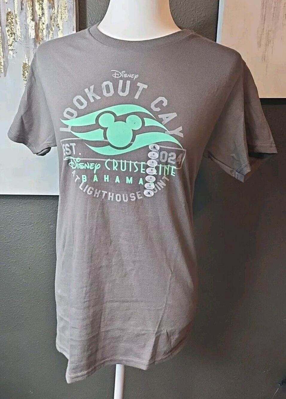 Disney Cruise Line Lookout Cay Lighthouse Point Grey Mickey Shirt Adult Small